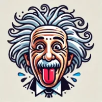 DALL·E 2025-01-05 00.52.28 - A humorous and quirky icon featuring Albert Einstein in a caricature style, with his iconic wild hair and his tongue playfully sticking out. The desig
